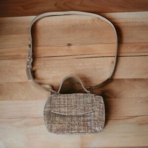 LC Lauren Conrad Pink Gold Tweed Sparkle Mini Crossbody Handbag Purse